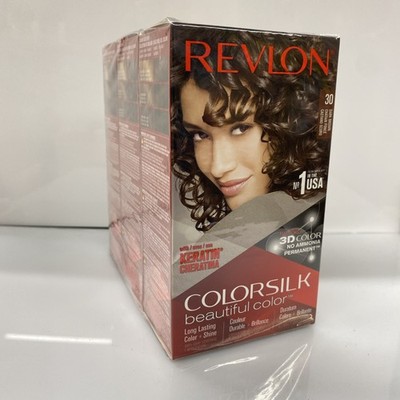 3X REVLON Color Silk Permanent Hair Color Dark Brown #30