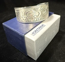 Montana Silversmiths Retro Silver Floral Cuff Bracelet BC25RTS With Box