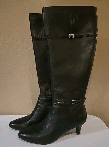 Cole Haan Elinor Leather Heeled Boots Size 8B Black In Original Box