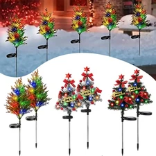2-10x Solar Stake Light Pathway Garden Outdoor Yard Christmas Tree LED Xmas Lamp