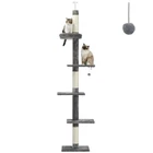 PETEPELA AMT0160GY 5-Tier Cat Tree Floor to Ceiling Adjustable Gray Tower *NOB*