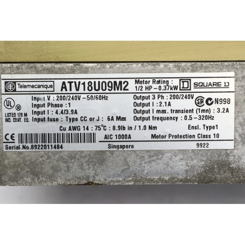 Telemecanique  ATV18U09M2 Variateur 1/2HP 0.37kW (B1333) - Photo 4/4