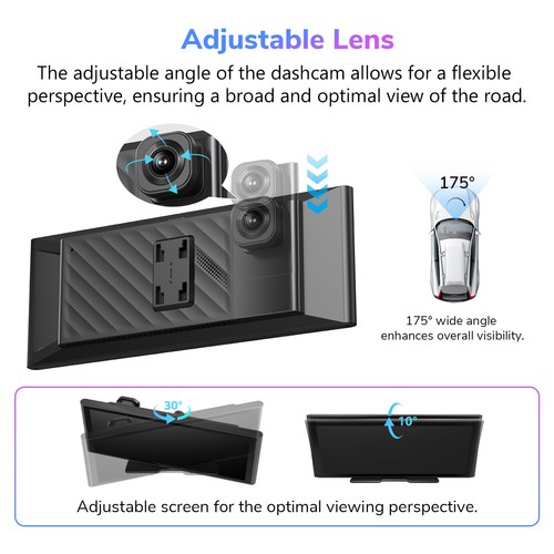 P4 10.2" Portable Car Stereo Radio Apple CarPlay Android Auto 4K DVR SplitScreen - Picture 13 of 18