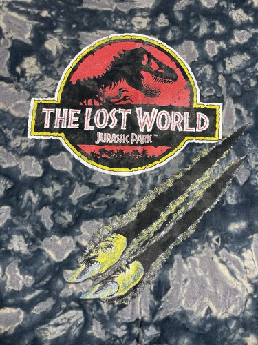 Vtg 90's Jurassic Park The Lost World Tie Dye AOP T Shirt XL 1997 Dino Claws