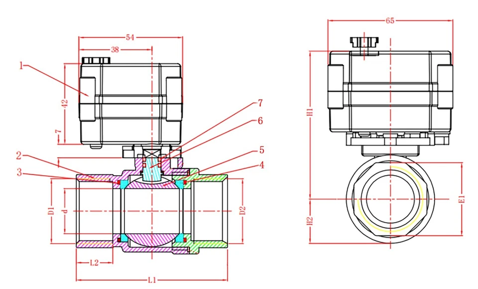 1 1/4 Inch DN32 PVC Two Way Motorized Ball Valve,AC/DC9-24V Electric Valve - Image 3 of 4