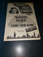Fran Warren Heavenly Father 1952 Rare Original Promo Poster Ad Framed!
