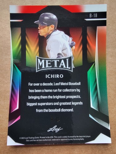 Ichiro Suzuki 2023 Leaf Metal Purple Ice Baseball Card 4/6 B-18 - Picture 6 of 10