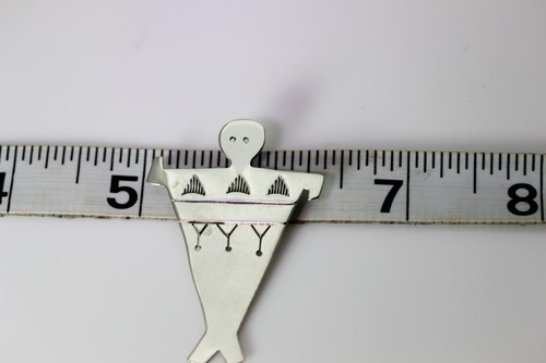Beautiful Sterling Silver Handmade Triangle Person Pin 2” - 6709 - Imagen 4 de 4