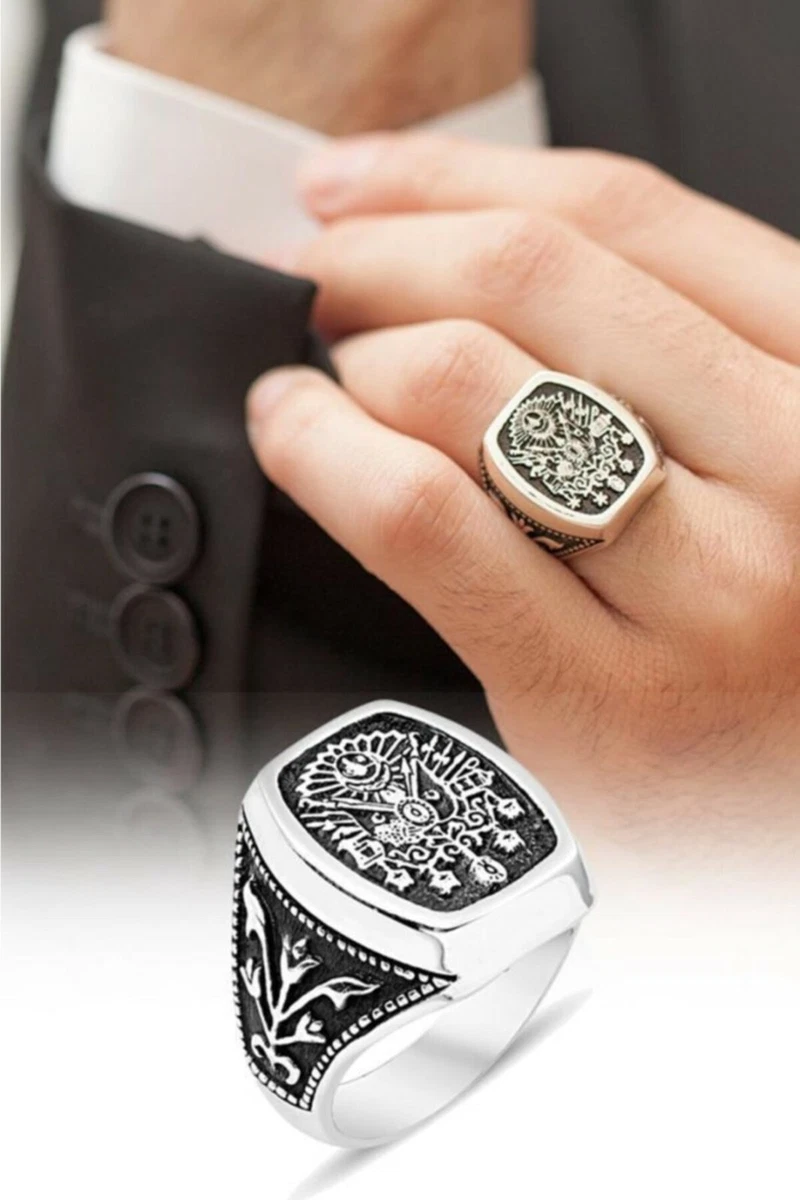 Mens solid deals silver rings