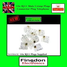 10 PCS RJ11 Male Crimp Connectors Plug Telephone 6P4C