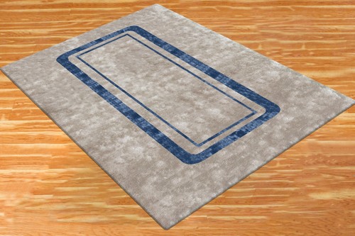 Handmade 100% Silk Blue Area Rug Modern Living Room Plain Solid Carpet 4X6 10X14 - Picture 4 of 8
