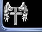 Winged Cross M424 6 inch Sticker decal angel wings religious spiritual 
