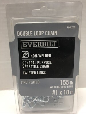 Everbilt Nonwelded Double Loop Chain 155 lb Working Load Limit # 1 X 10 ft