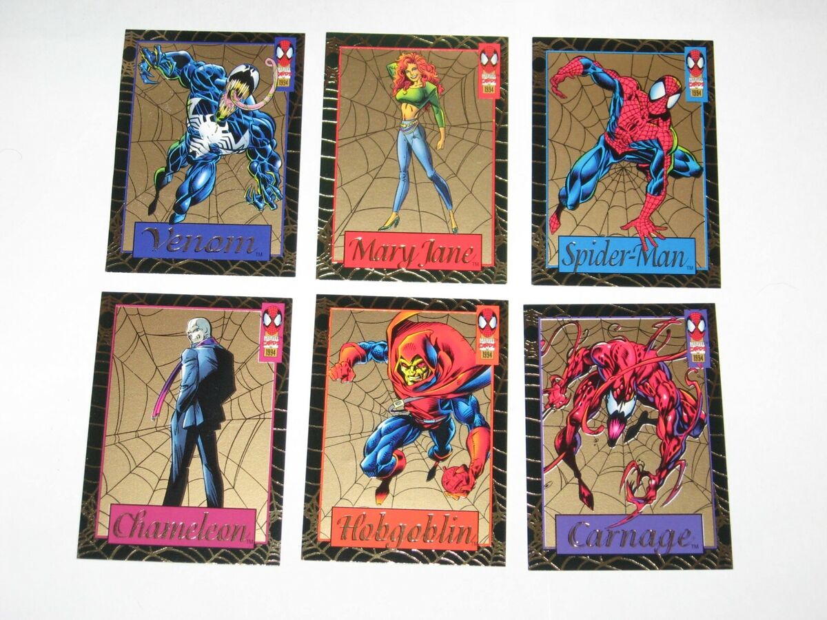 1994 FLEER AMAZING SPIDERMAN GOLD WEB CHASE 6 CARD SET VENOM 1994 FLEER AMAZING SPIDERMAN GOLD WEB CHASE 6 CARD SET VENOM