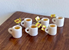 6 pcs set wholesale 1:12 miniature Dollhouse tea mugs with tea bags Lipton