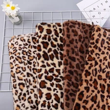 Leopard Print Faux Rabbit Fur Fabirc Fluffy for Scarf Coat Bag Cloth Cushion
