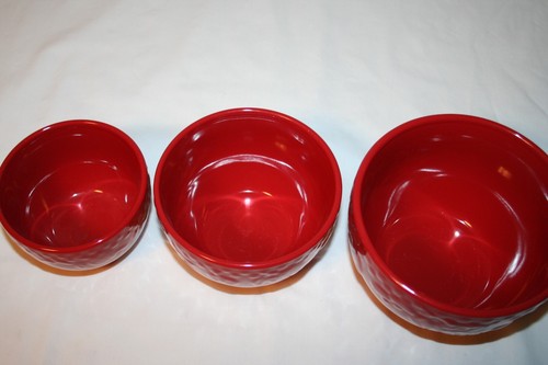 3 rote Steinzeug Satzschalen Signatur - Bild 4 von 6