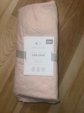 Pottery Barn Baby Kids Linen Ruffle  Crib Skirt  28”x52” Blush  Pink NWT