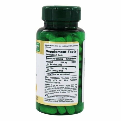 Nature's Bounty Vitamin C 1000mg Rose Hips Immune Health Support 100 ct 12 Pack - Picture 3 of 4