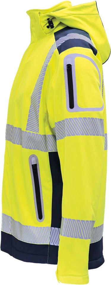 Vizwell Warnschutz Softshelljacke Arbeitsjacke leuchtgelb wasserabweisend - Bild 3 von 4