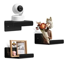 3 Pack Acrylic Small Floating Shelf for Wall Storage,4'' Mini adhesive Black