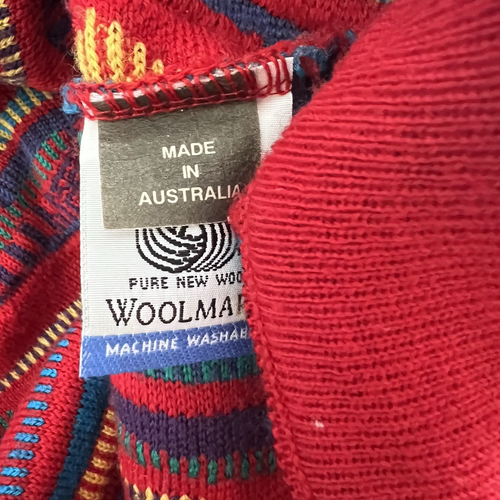 Purely Australian Vintage 90's Pure Merino Wool Coogi Style 3D Multi Knit Sz S - Picture 11 of 13