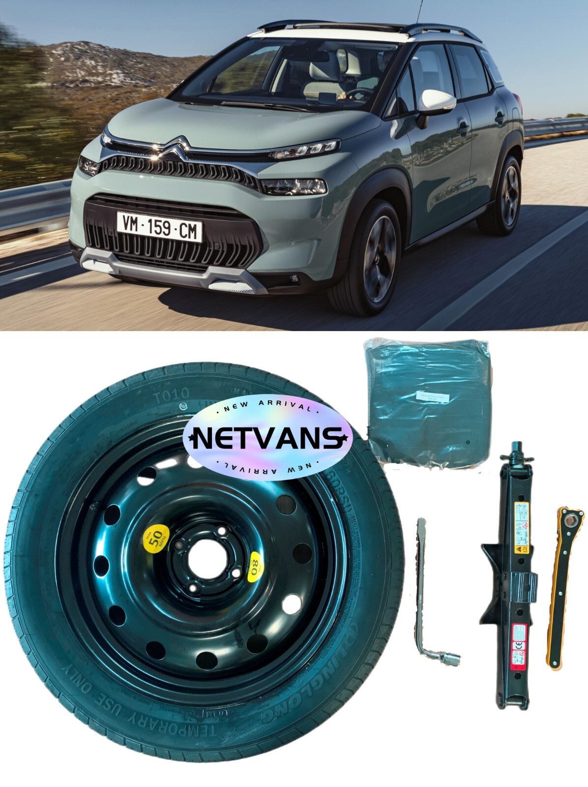 roue de secours (galette) 16" pour Citroen C3 aircross avec KIT 125 ...