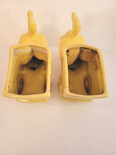 (2) McCoy USA Duck Cart planter gloss yellow glaze 1940’s 8” Easter Decor - 第 10/13 張圖片