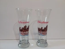 2 Vintage Anheuser Busch BUDWEISER King Of Beer Clydesdale 12oz Glasses LR2