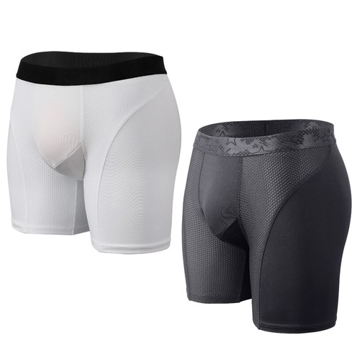 2PCS Men Boxer Underwear Seamless Tagless Shorts Breathable Compression Briefs - Picture 14 of 21