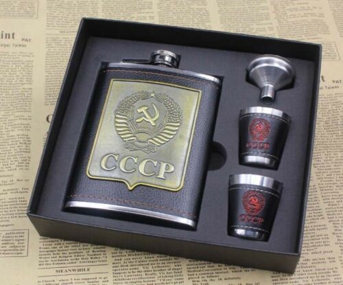 Hip Flask Wine Bottle Stainless Steel Flagon with Funnel Leather Creative Gift - Picture 5 of 7
