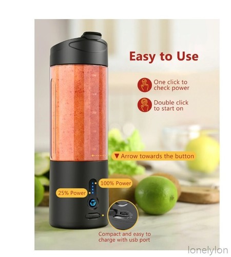 18 oz Portable Personal Blender for Smoothies Shakes, Fruit Mixer with Travel Li - Picture 2 of 7