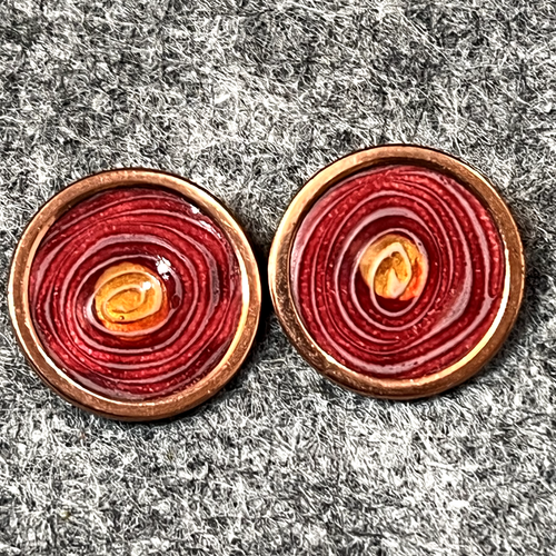 Vintage Renoir Matisse Earrings Clip On Modern Mid-Century Copper Enamel signed - Picture 2 of 7