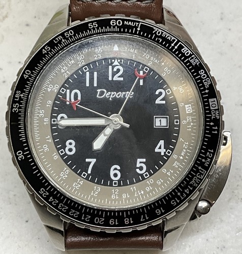 Deporte Date Quartz Watch Model # D012-115 Working IE302 - Picture 4 of 10