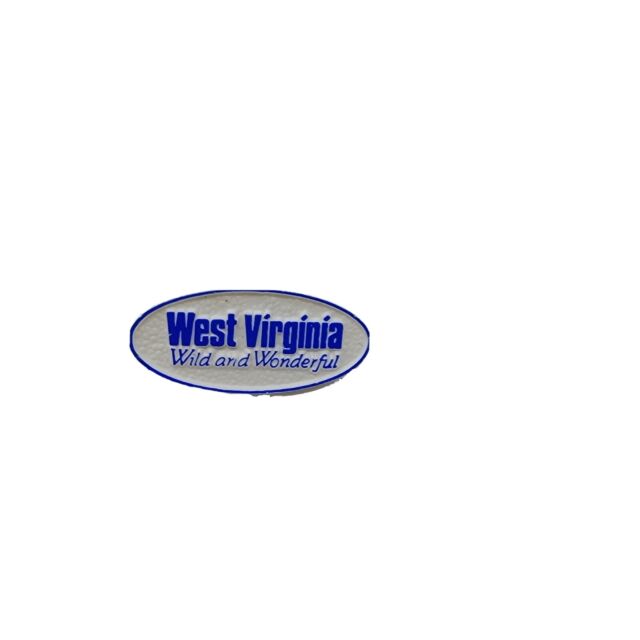 West Virginia Wild And Wonderful Spellout White Blue Oval Lapel Hat Pin