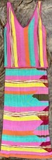 RARE Vtg MISSONI Rib Knit Multicolor Chevron Zig Zag Maxi Skirt  Tank Top SET 6