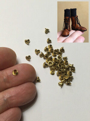 M00890-D-FS MOREZMORE 50 Small Tiny 2.5 mm Brass Eyelets Grommets Doll Mini