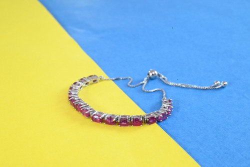 Rubin Edelstein Bolo Armband ovale Form Rubinarmband Verlobung Geschenk für Sie - Bild 3 von 8
