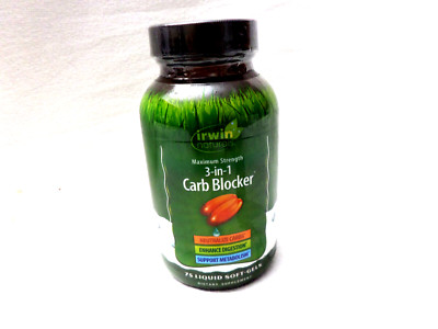 Irwin Naturals 3-In-1 Carb Blocker , Maximum Strength, 75 SoftGels Exp 2/2025