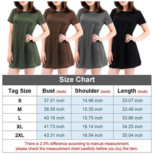 Women T Shirt Short Sleeve Loose Dress Party Casual Beach Tunic Short Dress LAVA - Picture 6 of 16
