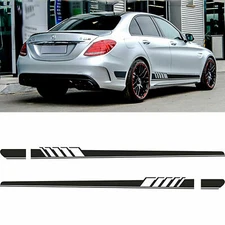 Black Sprot Racing Side Skirt Stripe Decor Sticker for Mercedes Benz C300 63 AMG