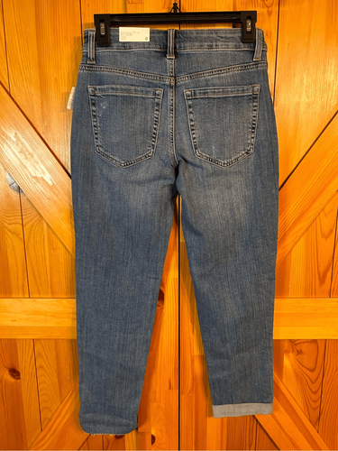 Maurices jeans boyfriend crop size 0 distressed stretch raw hem nwt (4674) - 第 4/7 張圖片