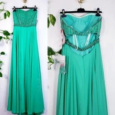 Green Formal Gown Medium Sequin Jade Cutout Flowy Goddess Fairy ALYCE PARIS NWT