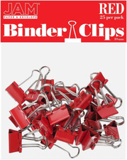 Colorful Binder Clips - Small - 3/4 Inch (19 Mm) - Red Binderclips - 25/Pack
