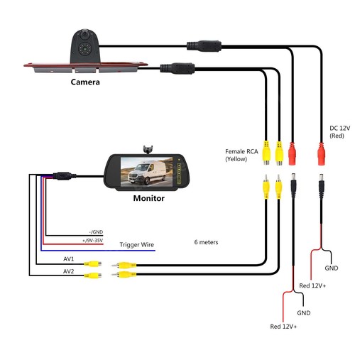 7" Monitor& Dual Brake Light Backup Camera for Mercedes-benz sprinter/VW Crafter - Picture 13 of 23