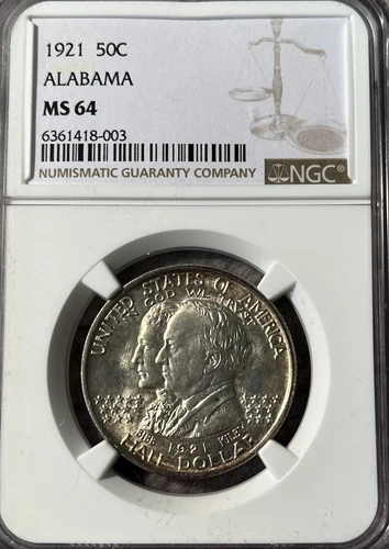 1921 NGC MS64 Alabama Commemorative Silver Half Dollar