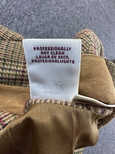 Vintage Worthington Blazer Womens 6P Petite Brown Plaid Wool Tweed Suit Jacket - Picture 9 of 13