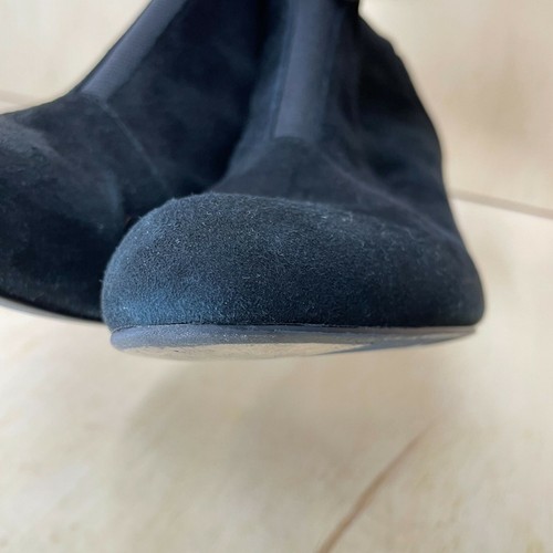 Adrienne Vittadini "Thomas" Booties Sz. 8 Black Suede Slip On Heel Shoe - Picture 9 of 12
