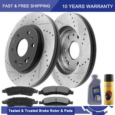 Front Drilled Rotors Brake Pads for 05-18 Chevrolet GMC Silverado Sierra 1500