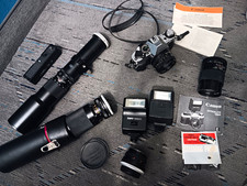 Canon Film Camera Lot w/ Lens, Speedlite 188A Flash, Manuals, Cleaning Paper